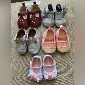 Infant Girl Shoes-Lot of 5. Size Range 0-6 Months. Perfect Assortment for Baby.